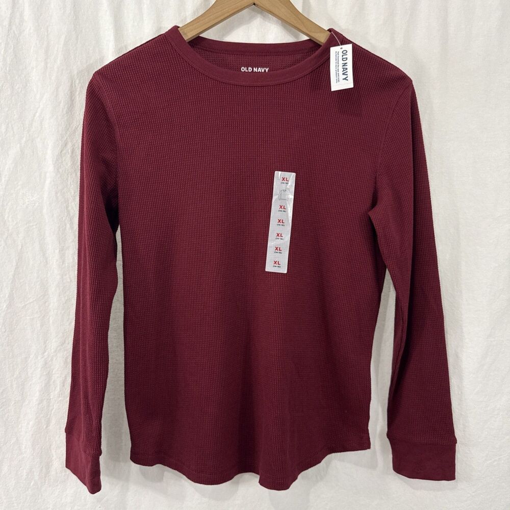 Old Navy Kids Unisex Long Sleeve Red Waffleknit Shirt Size XL 14/16 Outdoor